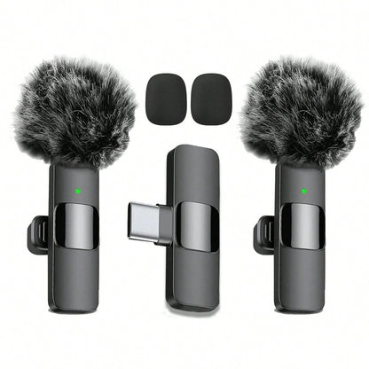 HITOZON Wireless Lavalier Microphone Compatible with Iphone/Android, Plug and Play Omnidirectional Clip-On Microphone, Suitable for Podcast, Vlog, Interview, Teaching and Video Recording
