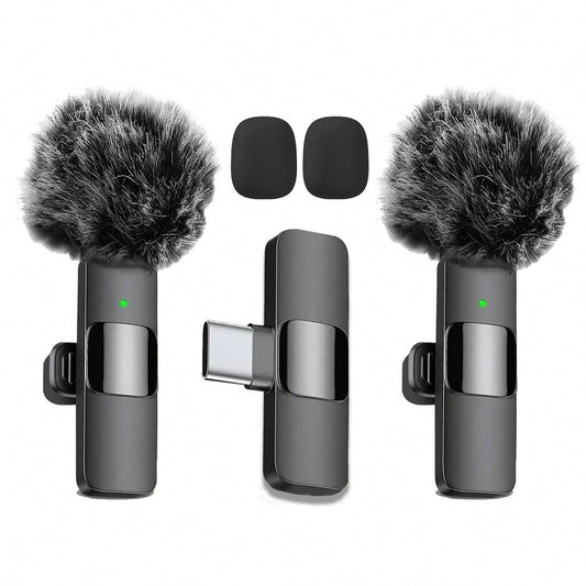 HITOZON Wireless Lavalier Microphone Compatible with Iphone/Android, Plug and Play Omnidirectional Clip-On Microphone, Suitable for Podcast, Vlog, Interview, Teaching and Video Recording