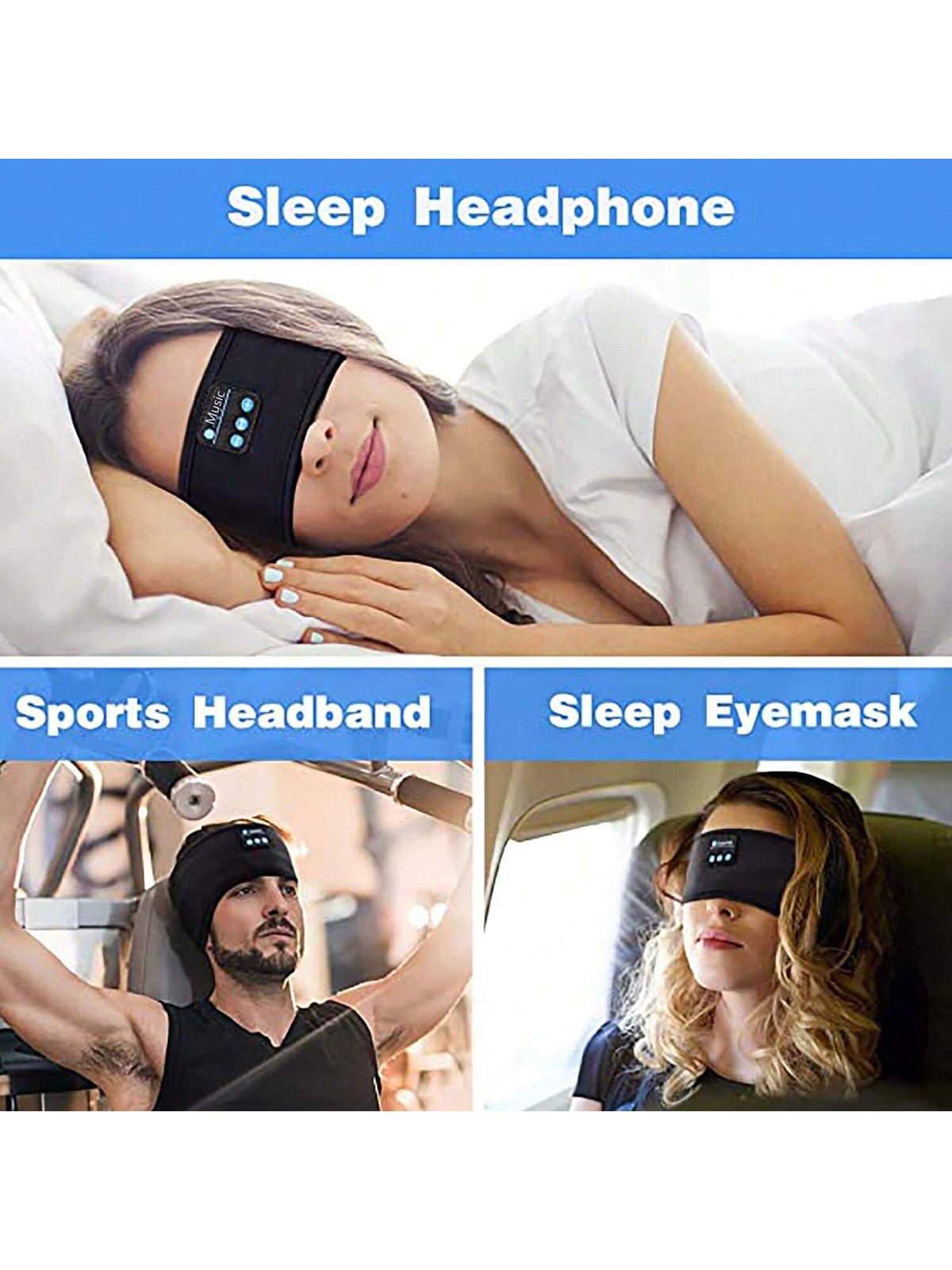 HITOZON Wireless Sports Headphones with Ultra-Thin High-Definition Stereo Speakers, Unisex, Suitable for Sleep, Workout, Jogging, Yoga, Insomnia, Air Travel, Meditation and More