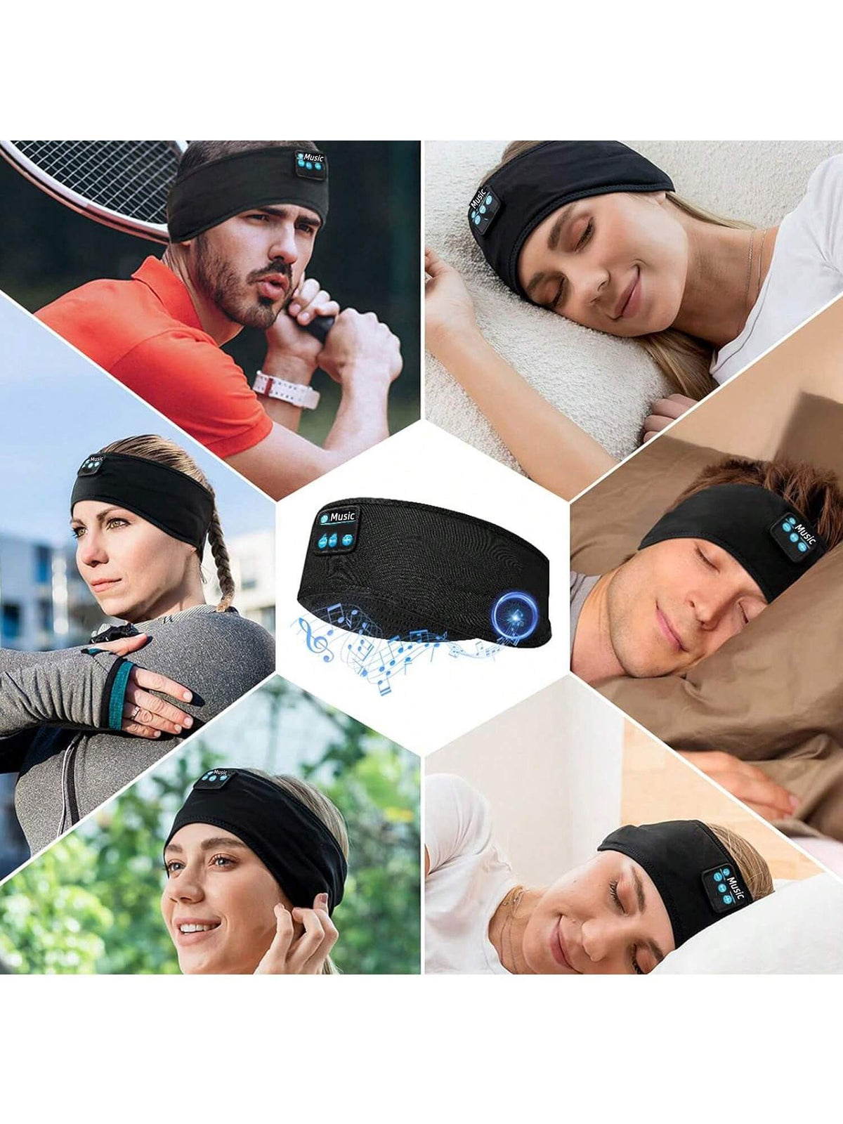 HITOZON Wireless Sports Headphones with Ultra-Thin High-Definition Stereo Speakers, Unisex, Suitable for Sleep, Workout, Jogging, Yoga, Insomnia, Air Travel, Meditation and More
