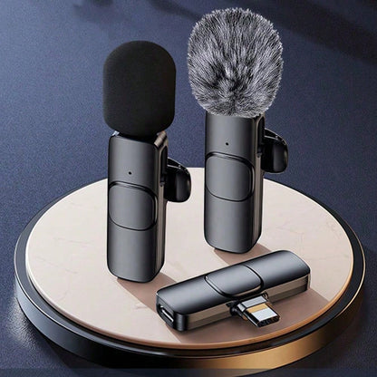 HITOZON Wireless Lavalier Microphone Compatible with Iphone/Android, Plug and Play Omnidirectional Clip-On Microphone, Suitable for Podcast, Vlog, Interview, Teaching and Video Recording