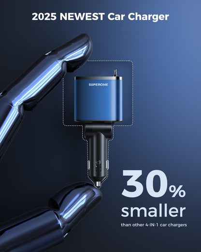 Retractable Car Charger,  99W Car Phone Charger with Dual Cables