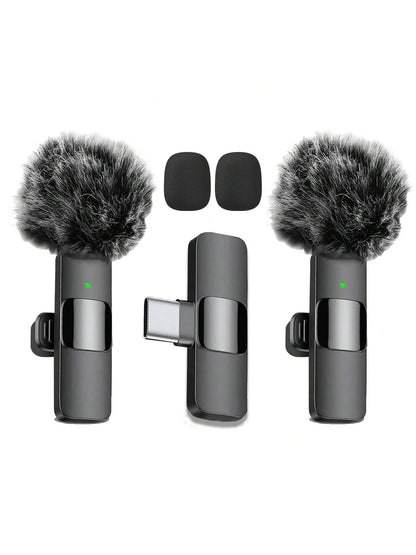 HITOZON Wireless Lavalier Microphone Compatible with Iphone/Android, Plug and Play Omnidirectional Clip-On Microphone, Suitable for Podcast, Vlog, Interview, Teaching and Video Recording