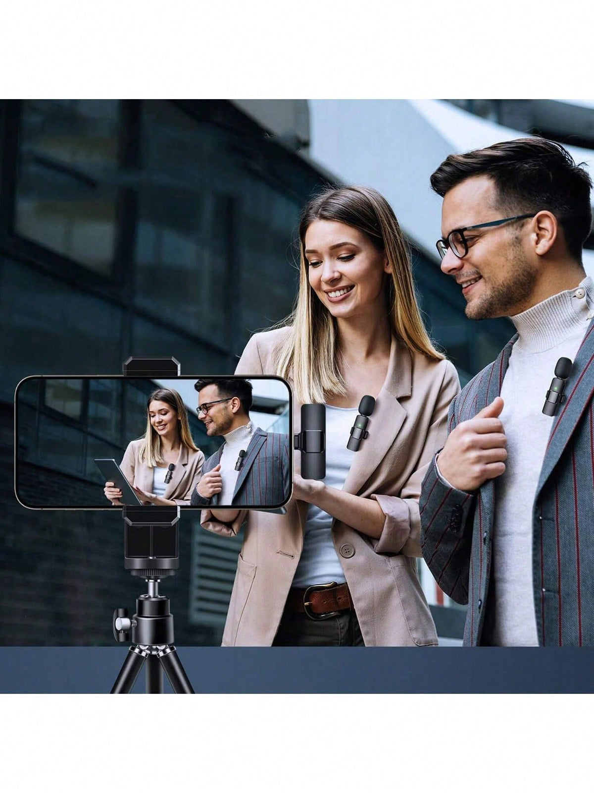 HITOZON Wireless Lavalier Microphone Compatible with Iphone/Android, Plug and Play Omnidirectional Clip-On Microphone, Suitable for Podcast, Vlog, Interview, Teaching and Video Recording