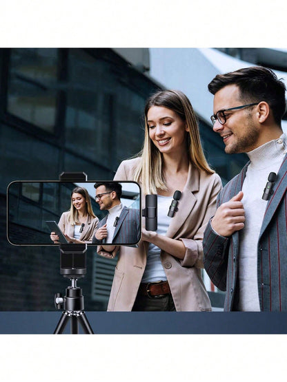 HITOZON Wireless Lavalier Microphone Compatible with Iphone/Android, Plug and Play Omnidirectional Clip-On Microphone, Suitable for Podcast, Vlog, Interview, Teaching and Video Recording
